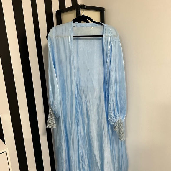 Elegant Blue Abaya Three Piece Set - Picture 5 of 6